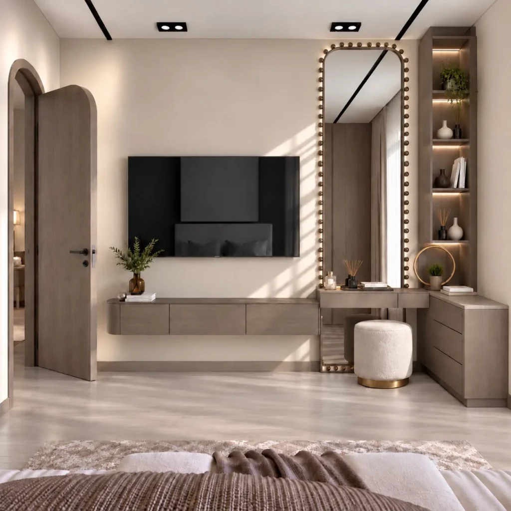TV wall & wood detailing